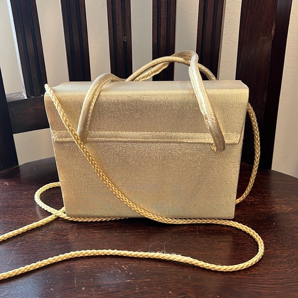 NWT Bijoux Terner satin gold metallic structured mini bag, handheld & crossbody - Picture 2 of 13